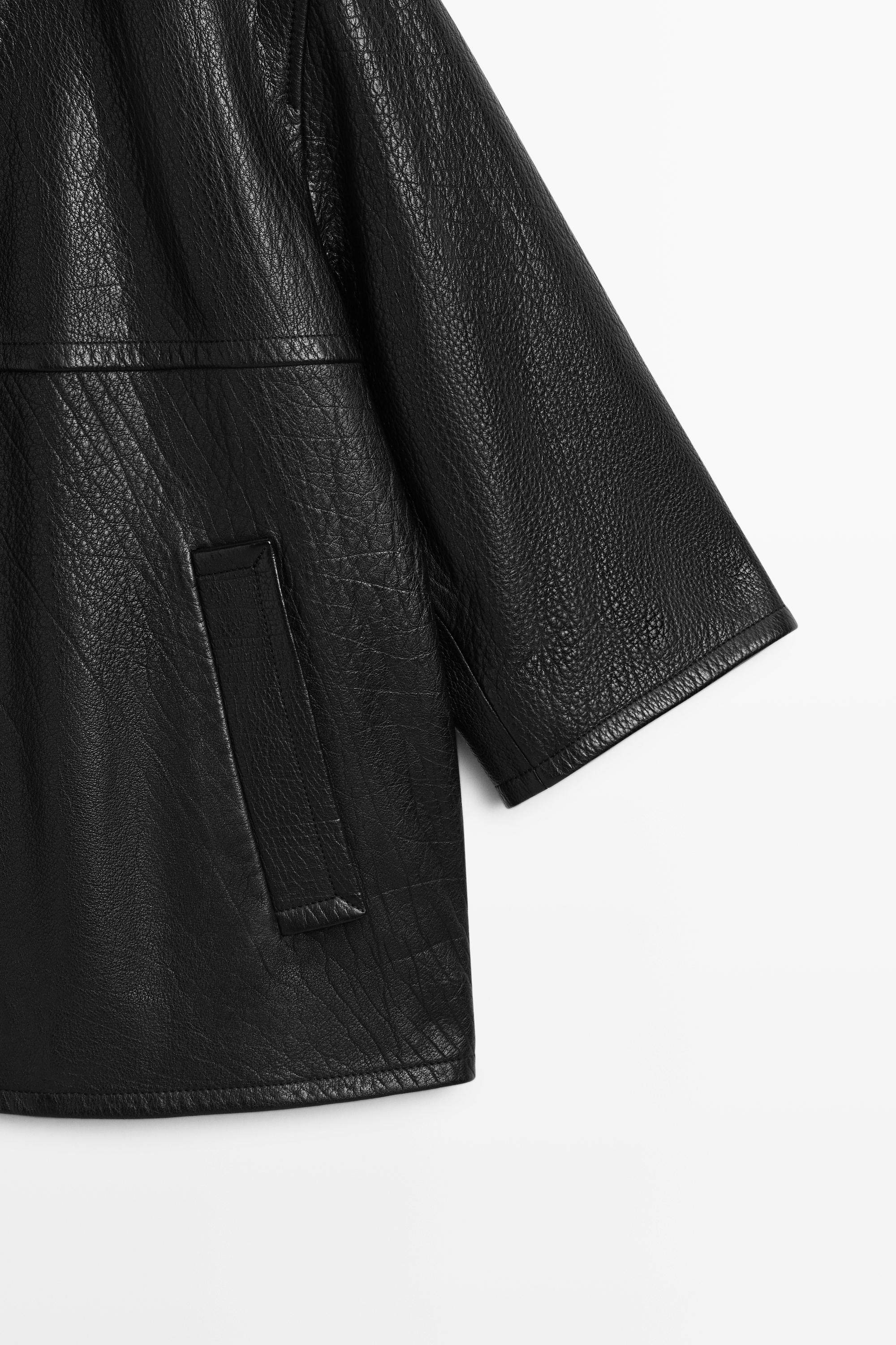 Veste courte en cuir nappa
